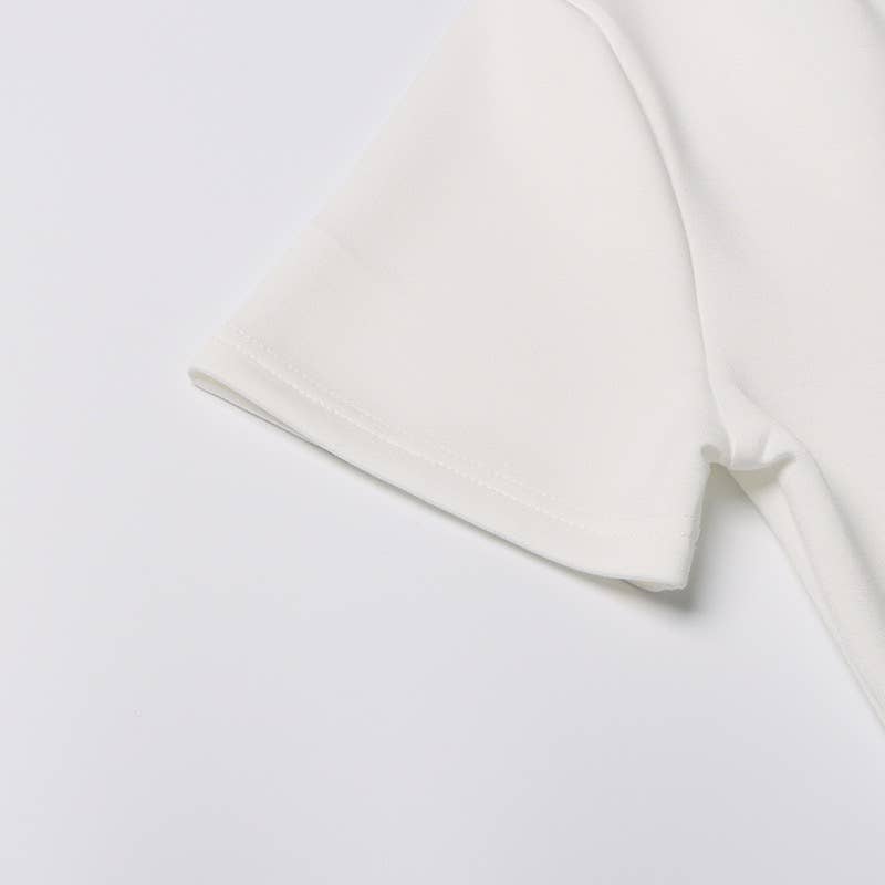 Productseeker - Wholesale Blouse - Women's - TP005 New Diamond Sequined Bow Cropped Top T-shirt14