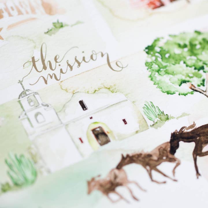 Click Bloom - Wholesale Art Print - Watercolor Map of Old Town Scottsdale, Arizona2