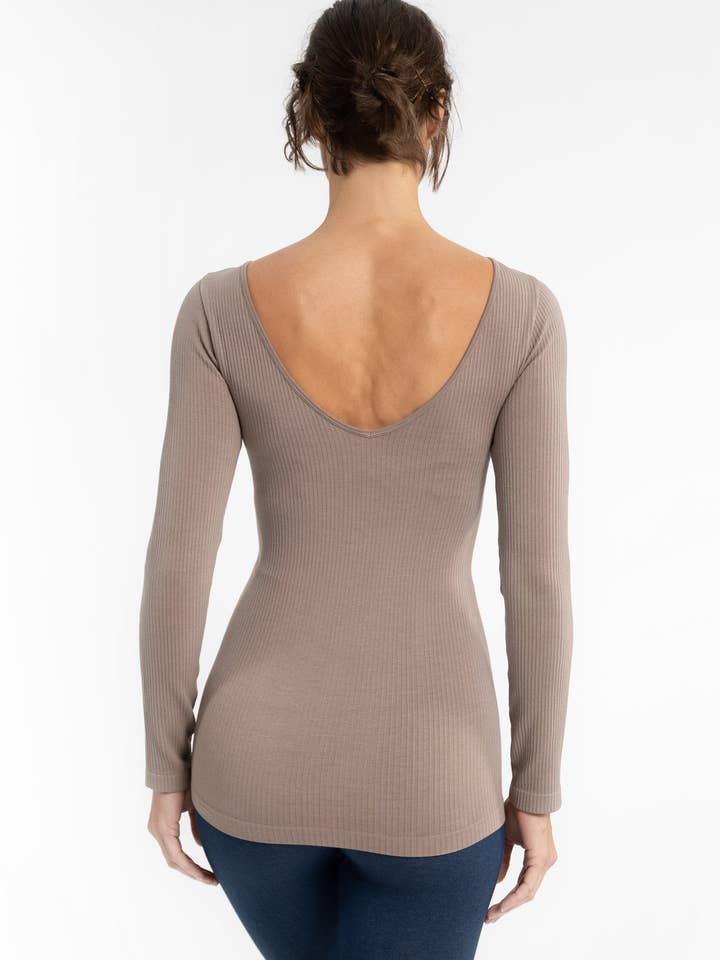 ELIETIAN - Wholesale Knit Top - Women's - Ribbed Reversible Long Sleeve3
