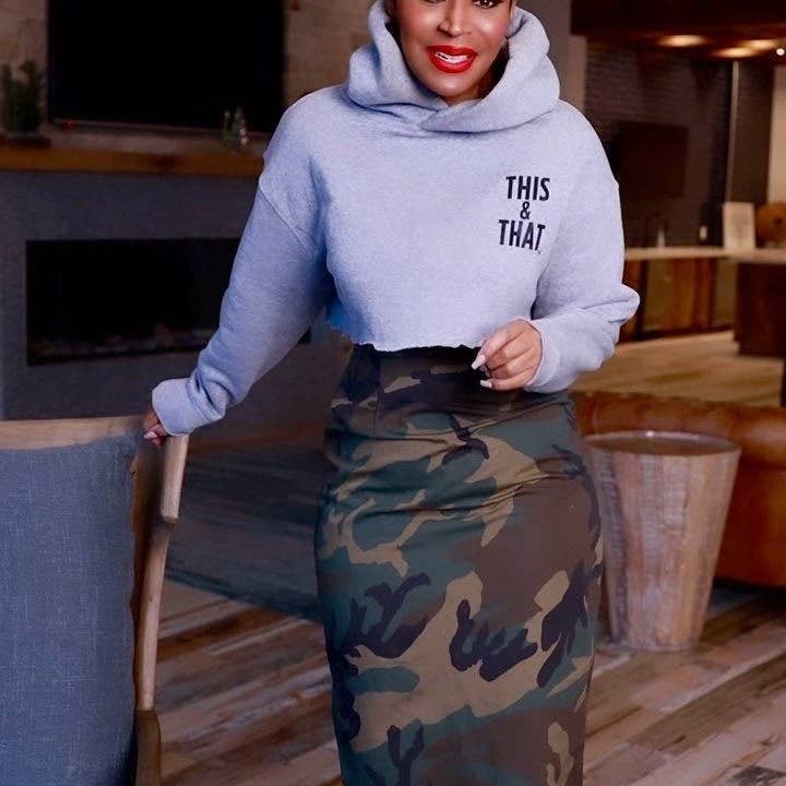 Damesmode Casual Camouflage Split Slim Fit Rok voor wholesale door SALINA TRADING INC