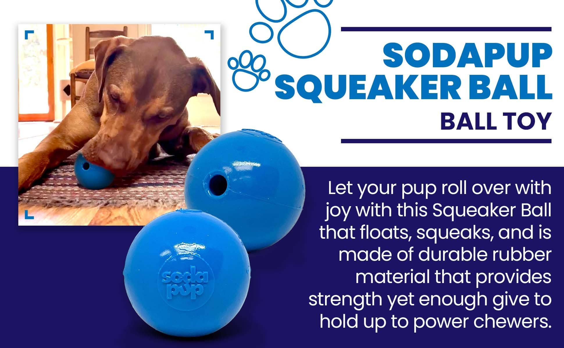 SodaPup Dog Toys - Wholesale Pet Chew Toy - Dog - Squeak Ball Ultra Durable PUP-X Squeaking, Chewing, Floating & Retrieving Ball8