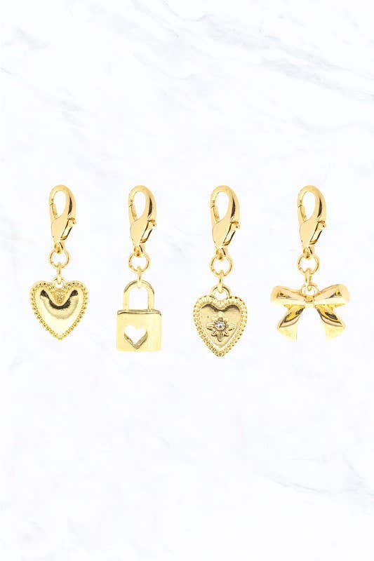 Suzie Q USA – wholesale Individual charm/pendant – Gold Heart Charm Set