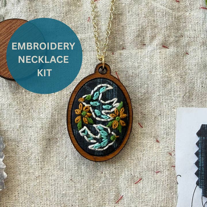 Birds Embroidery Necklace Kit for wholesale by Rikrack