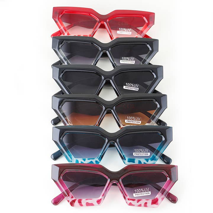 Retro Geometric Leopard Sunglasses for wholesale by 3AM BY H&D ACCESSORIES