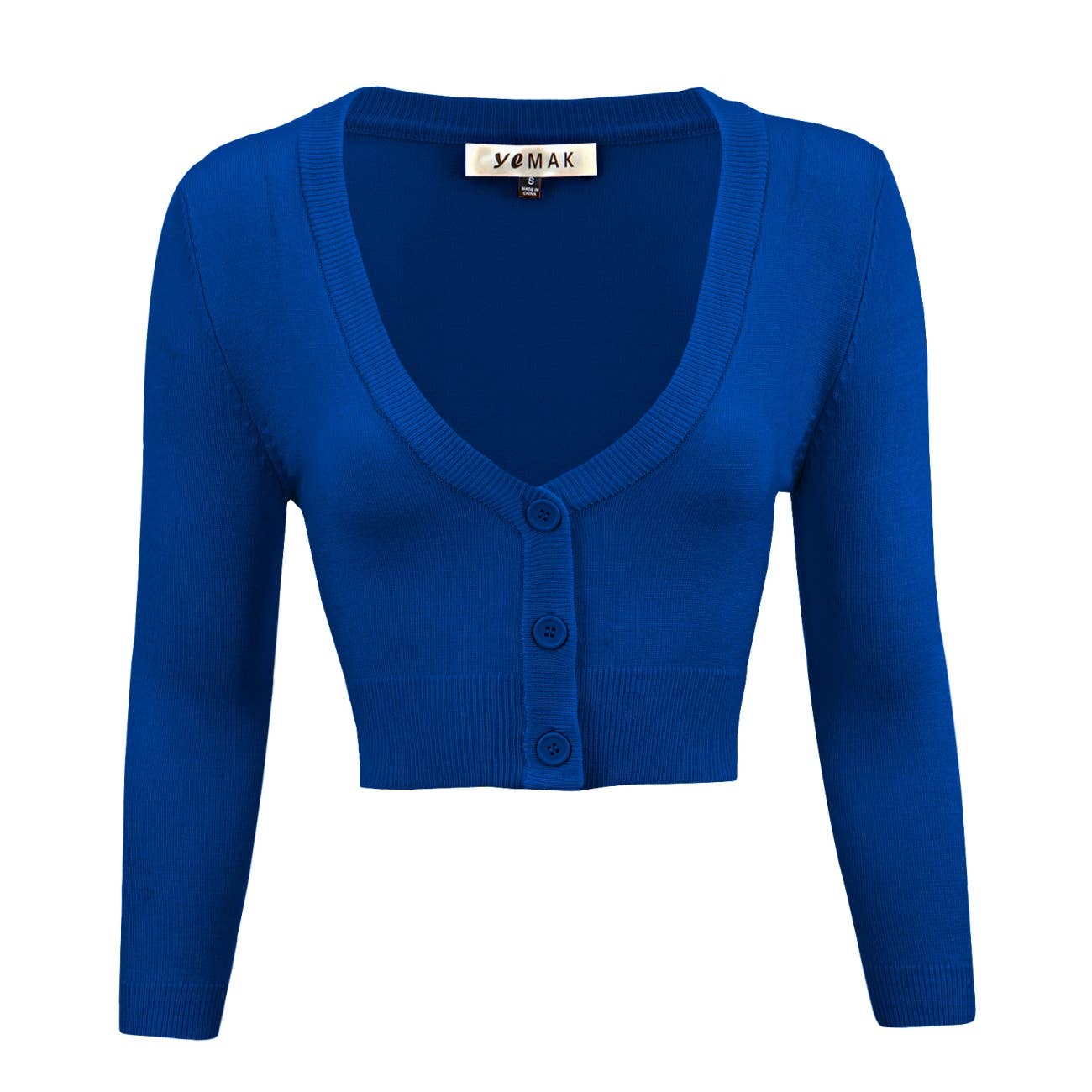 Mak - Wholesale Cardigan - Women's - Cropped Bolero 3/4 Sleeve V-Neck PLUS size Cardigan CO129PL93