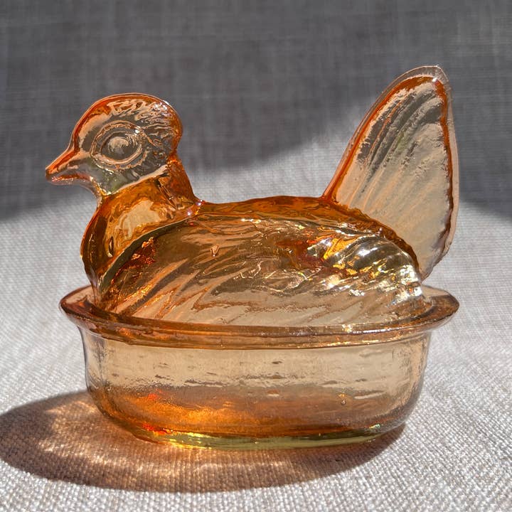 Tigela e Tampa de Galinha Aninhada - ÂMBAR | Vidro Soprano à Mão - Colômbia por atacado de Kitchen One