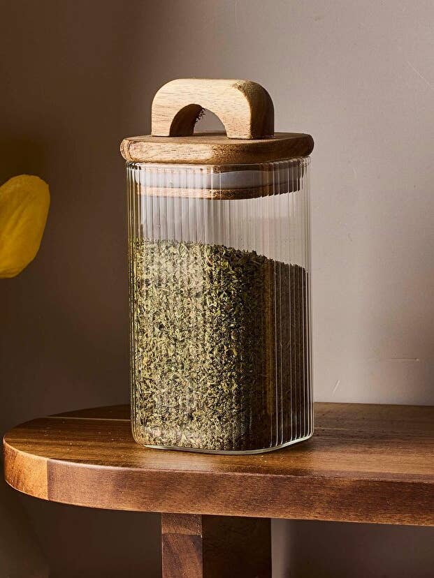 210 ml Räfflad Borosilikatglasburk med Akaciaträ Vakuumlock för wholesale av Aladdin