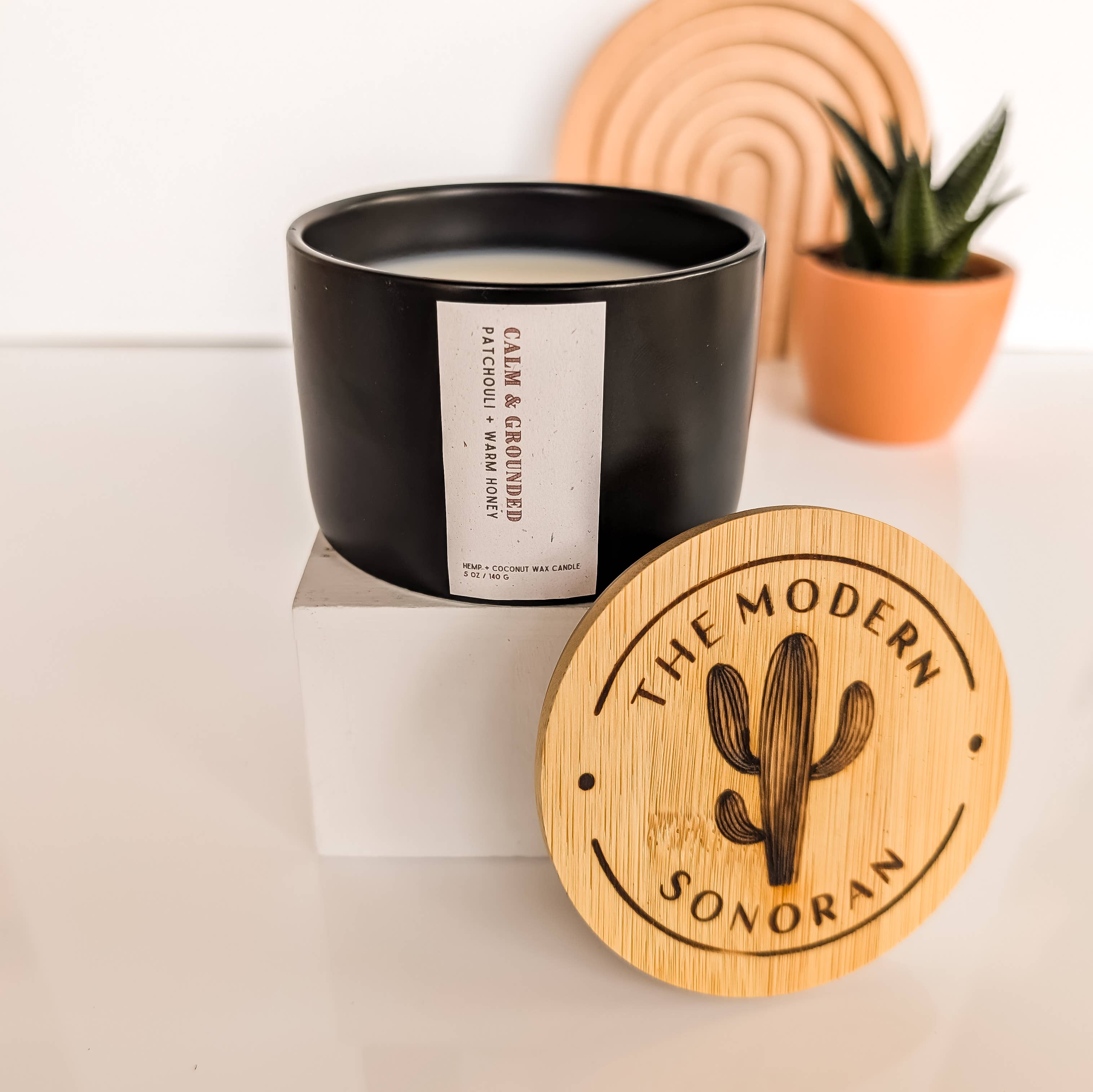 The Modern Sonoran - Wholesale Jar/Filled Candle - Calm & Grounded: Patchouli Honey Bohemian Hemp Candle, 5 oz.6