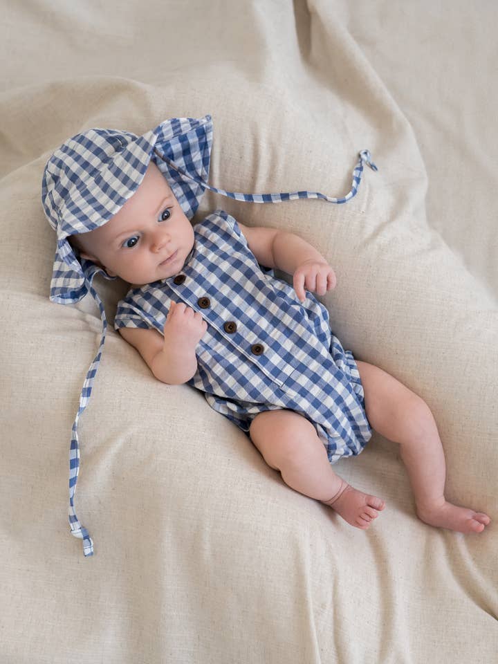 Colored Organics - Wholesale Romper - Kids - Organic Baby Wren Seersucker Bubble Romper - Marino Gingham