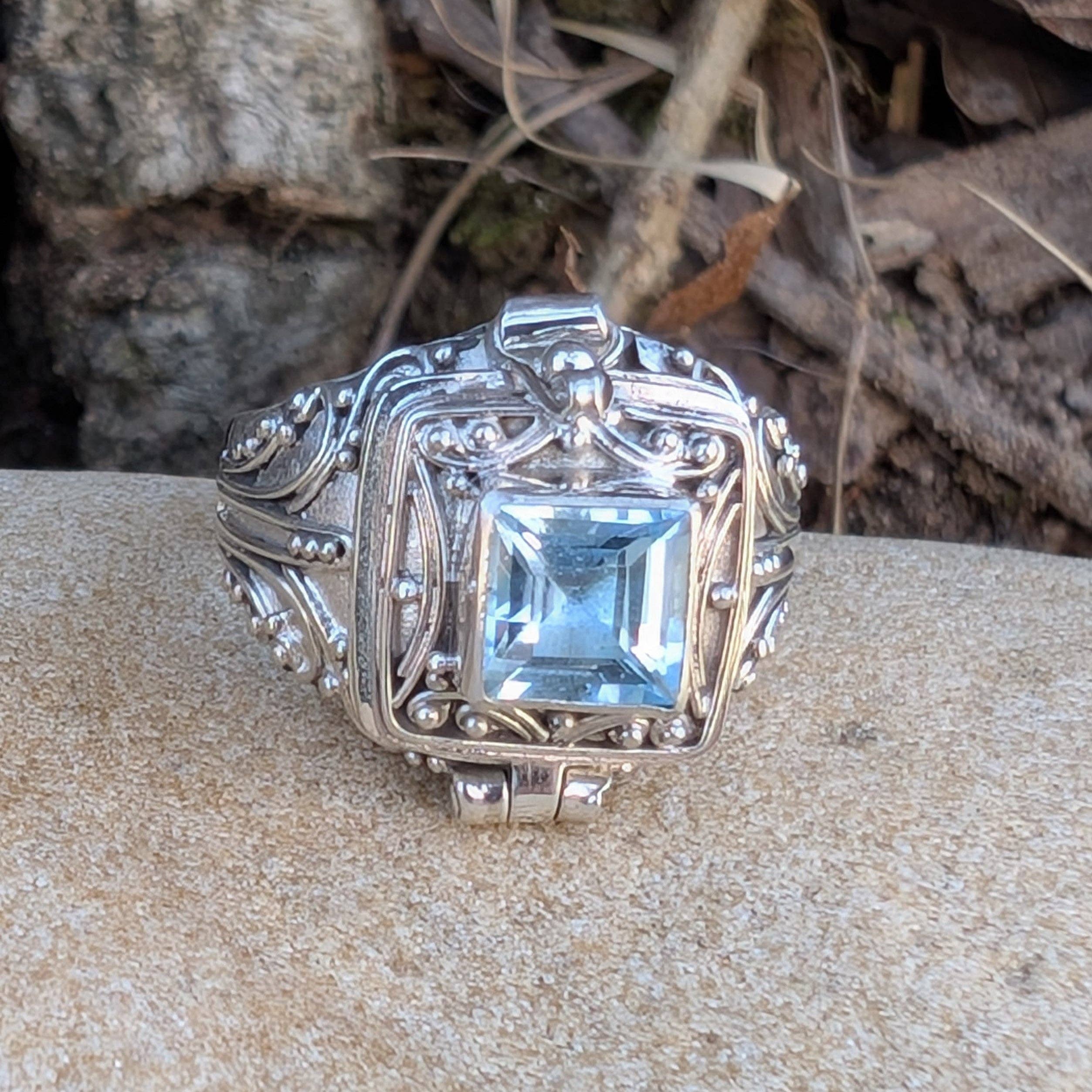 Silver Insanity - Wholesale Cocktail/Statement Ring - Midnight Elixir - Square Poison Locket Box Sterling Silver Ring11