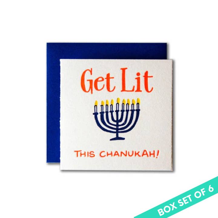 Ladyfingers Letterpress – Engroshandel Hanukkah-kort – Få tændt dette Chanukah Tiny Holiday Card