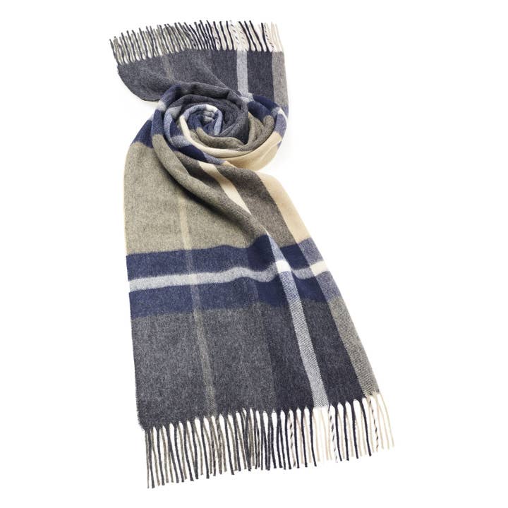 Bronte Moon - Wholesale Scarf - Unisex - Blanket Scarf - Shawl - Stole - Wrap - Madison Navy/Camel