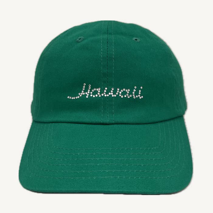 Rachel Cap with Crystal "Hawaii" Text for wholesale by dolly mama designs, inc