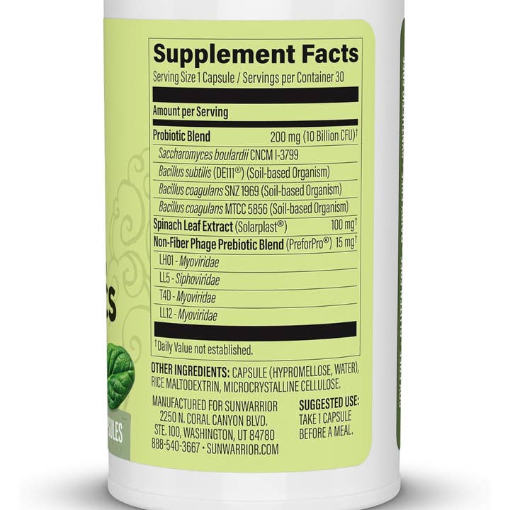 Sunwarrior - Wholesale Oral Supplement/Vitamin - Probiotic Supplement Capsules - Shelf Stable, 10B CFU1