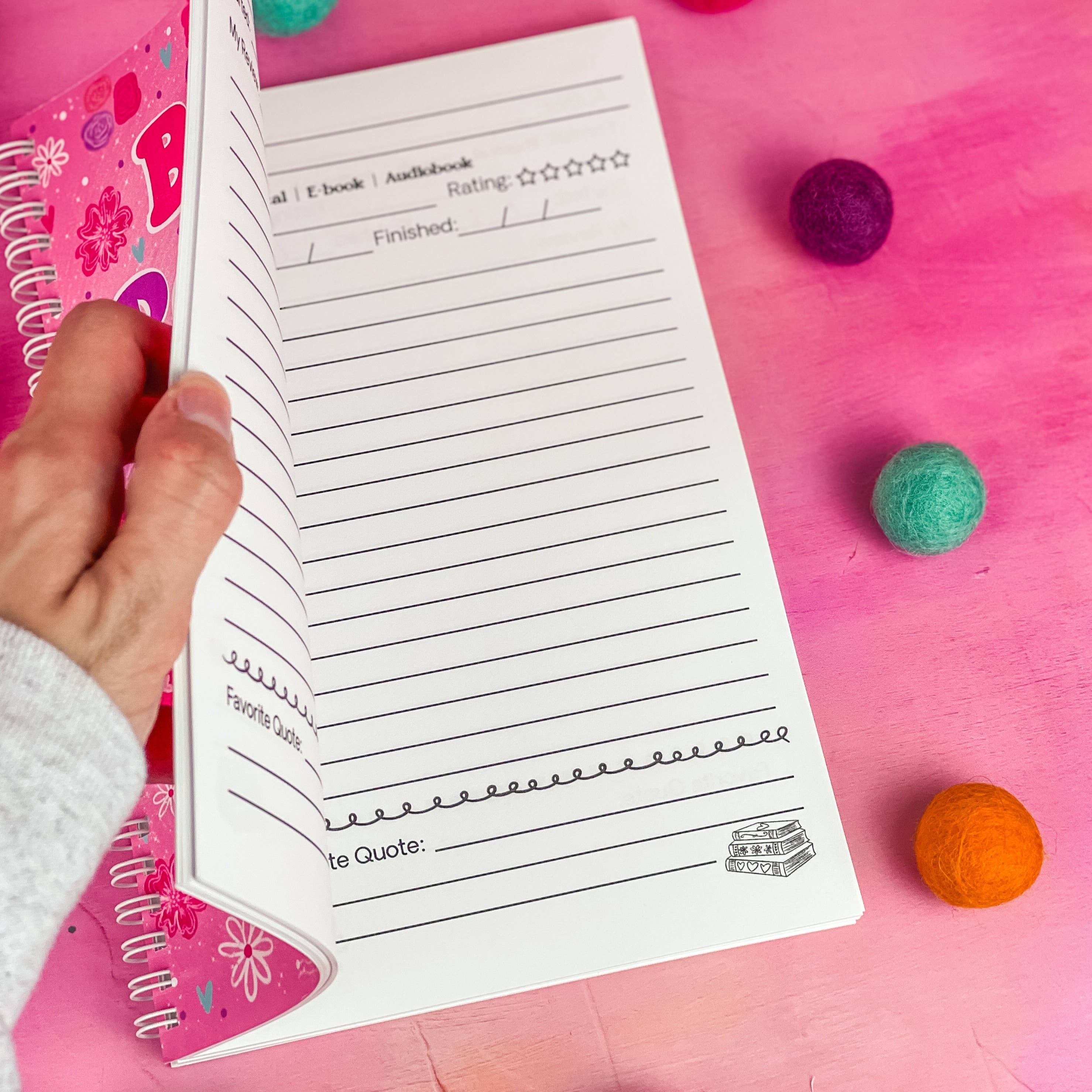 Emily Cromwell Designs - Wholesale Journal/Diary - Pink Floral Book Review Journal2