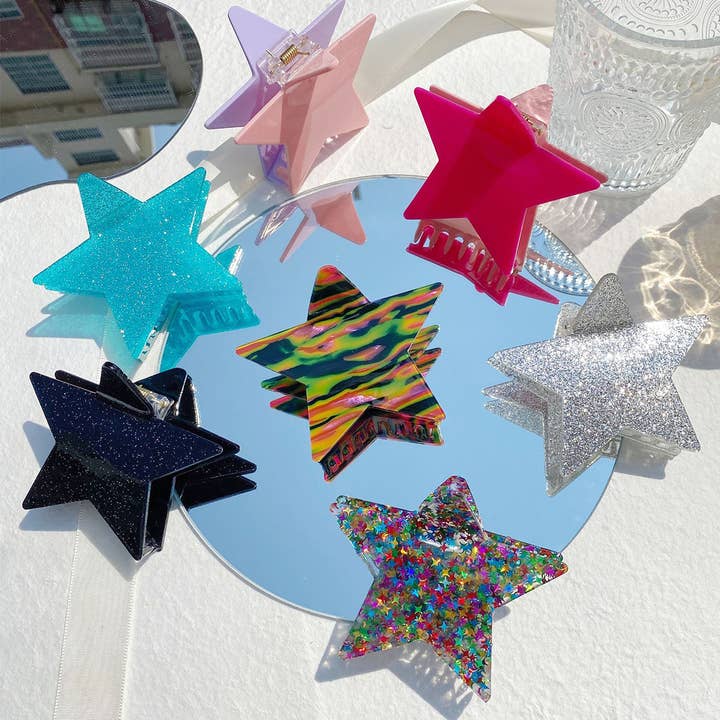 ACCITY - Wholesale Hair Clip - Women's - 3.34"IN ACRYLIC STAR LARGE HAIR CLAW CLIPS_CWAHA0568