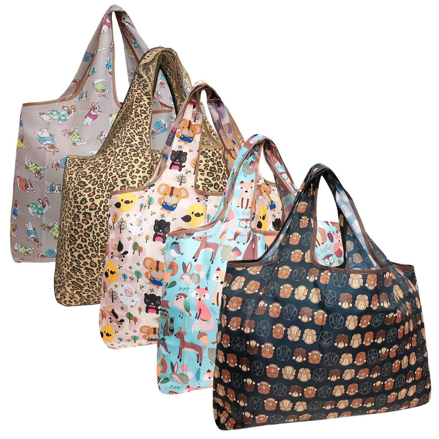 Wrapables.com - Vente Sacs de course/à provisions - Wrapables Lot de 5 grands sacs d'épicerie pliables en nylon20