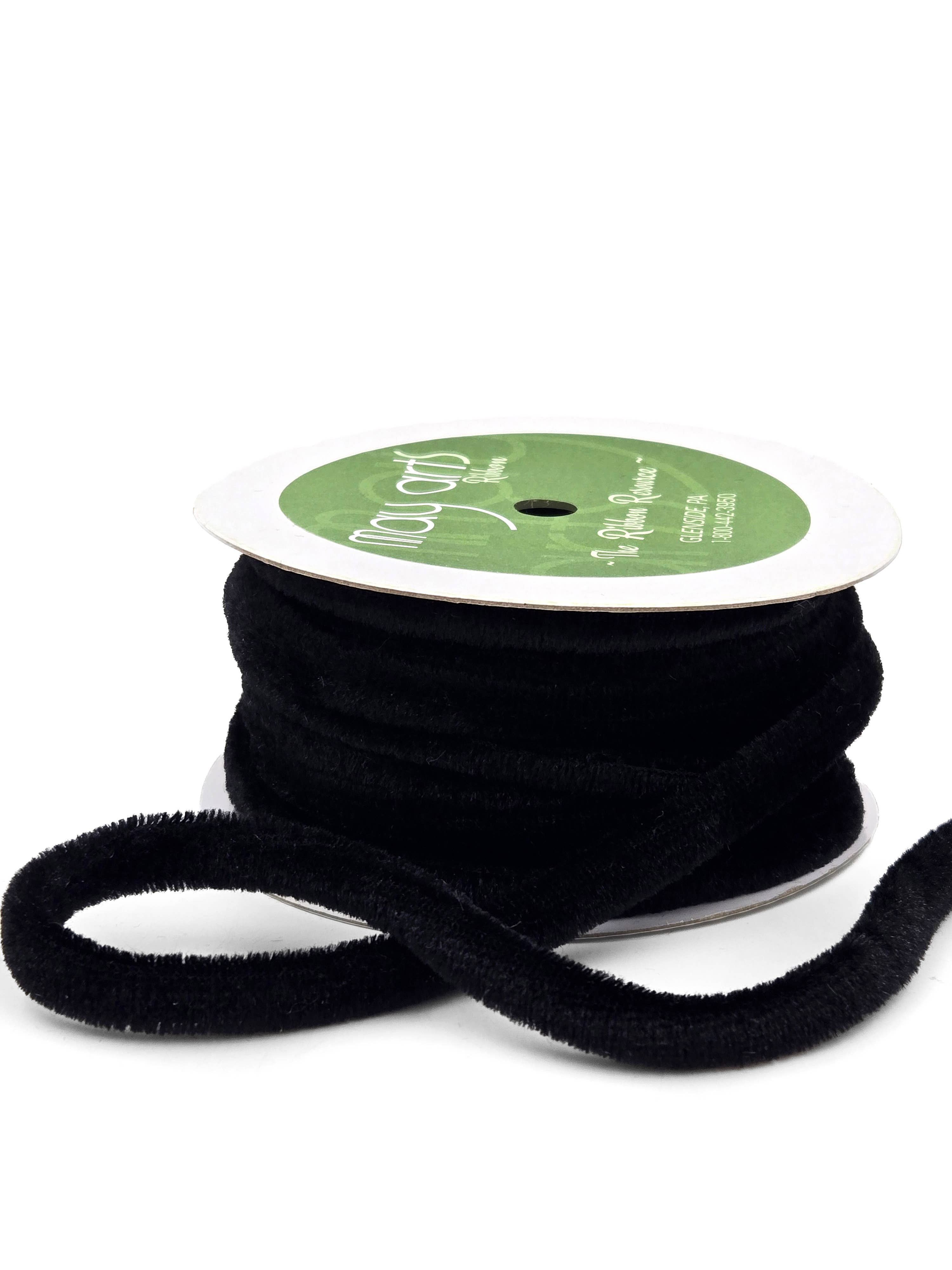 May Arts Ribbon - Wholesale Ribbon - Gift Wrapping - 1/4" Black Velvet Piping