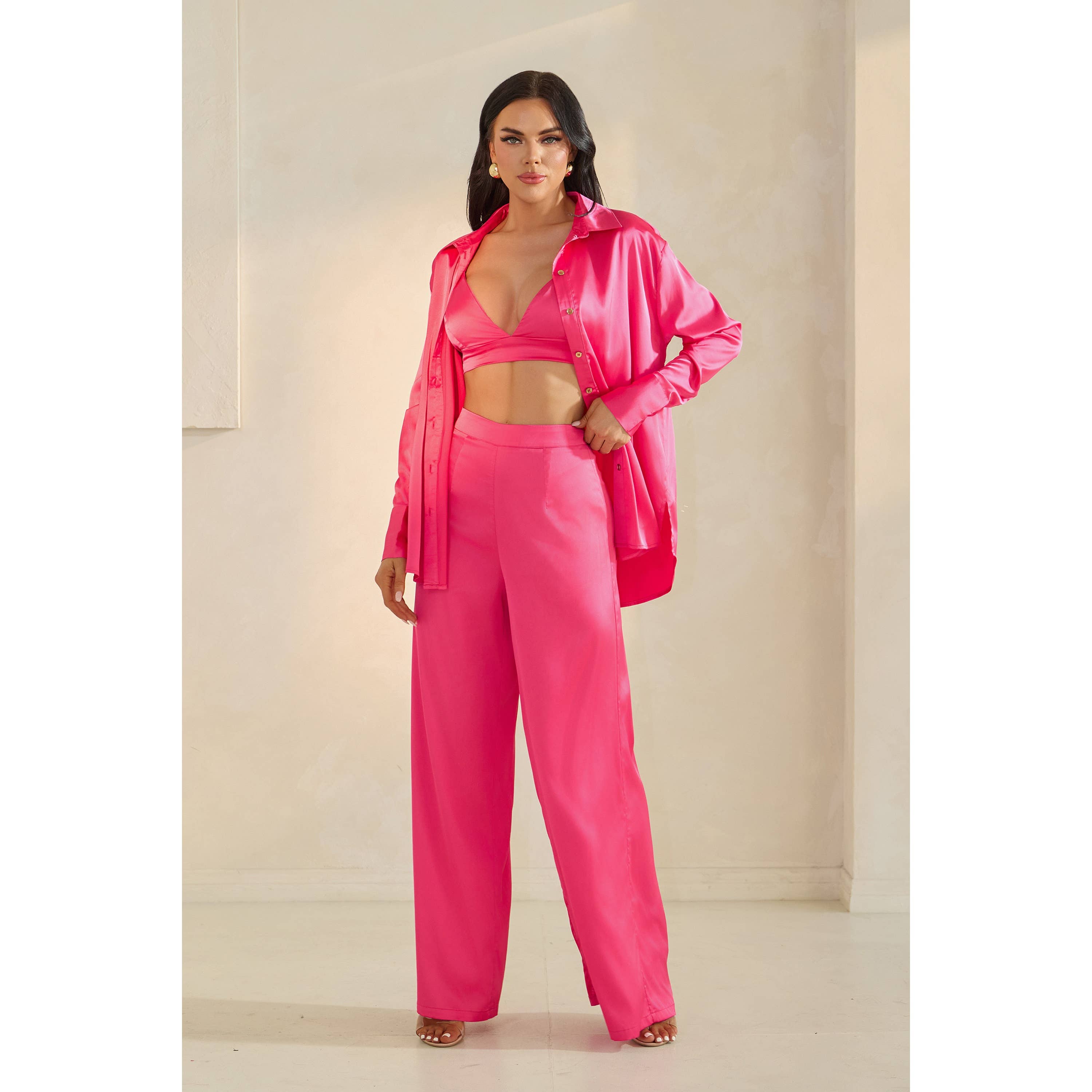 The Sang - Wholesale Top & Pant Set (NOT Loungewear) - Women's - SATIN THREE PIECE PANTS SET10