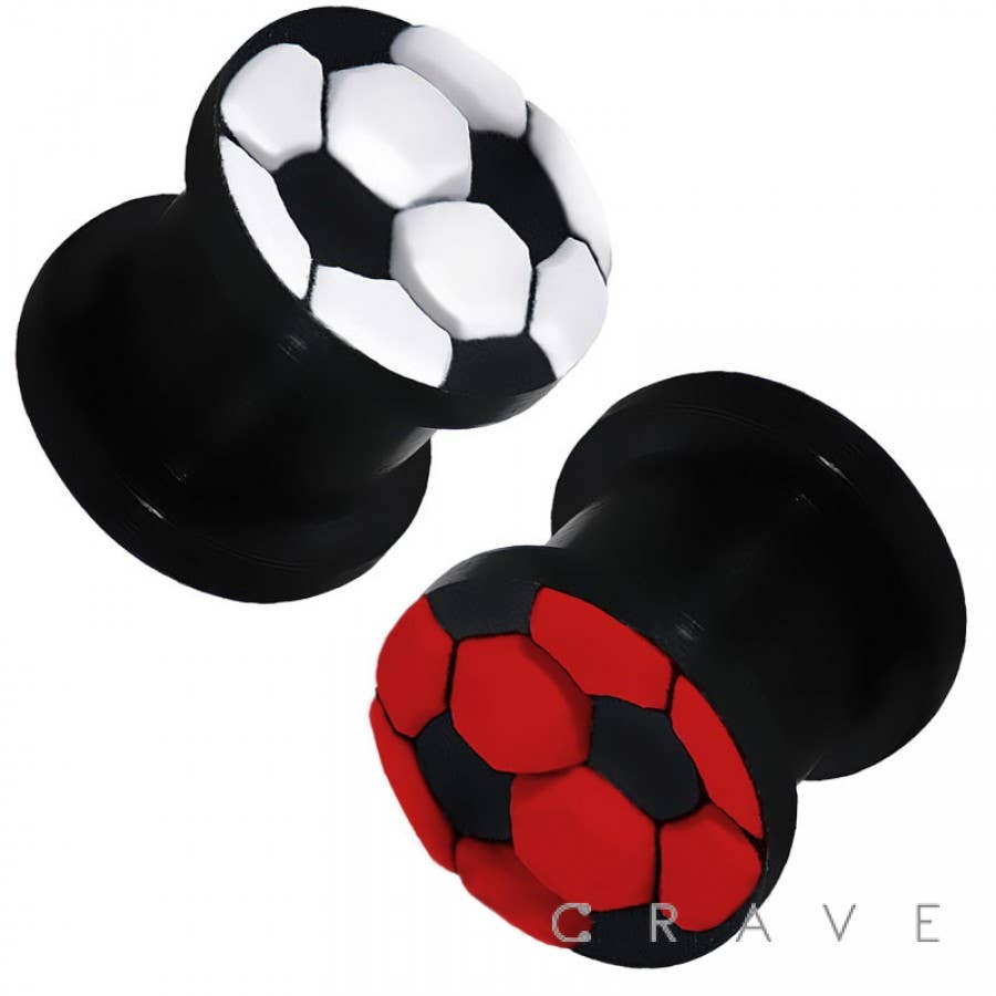 CRAVE – wholesale Ansikts-/kroppskedja – FOTBOLL FLEXIBEL SILIKON DUBBEL FLARE SVART PLUGG2