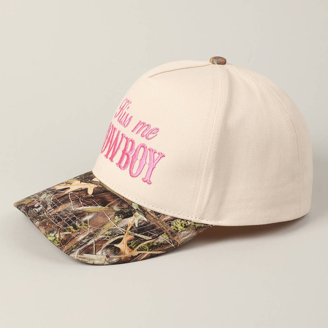 Fashion City - Wholesale Baseball Cap - Unisex - Kiss Me Cowboy Embroidery Two-Tone Cap16