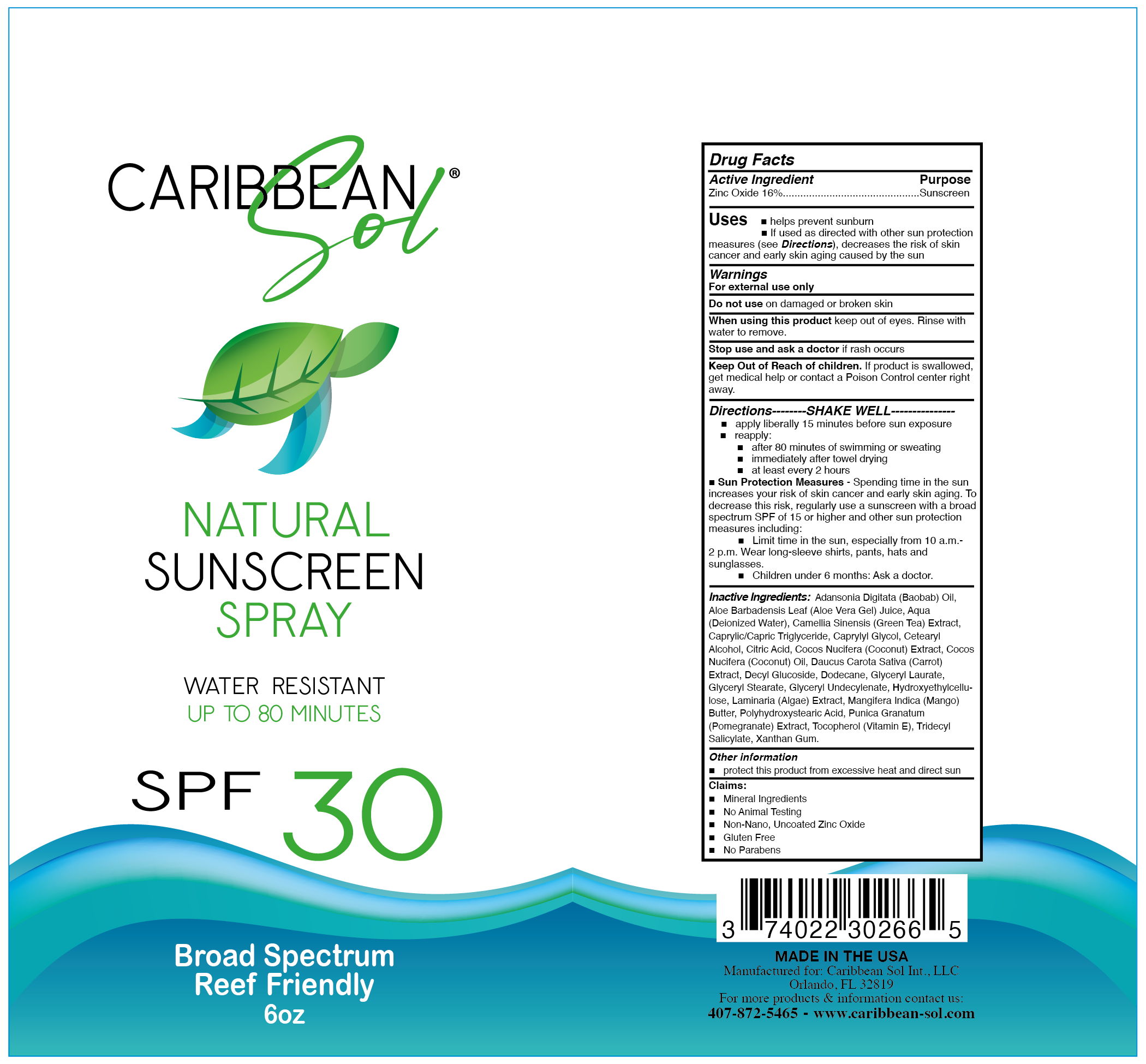 Caribbean Sol - Vendita all'ingrosso Creme solari - Spray solare naturale Caribbean Sol SPF 303