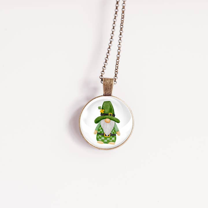 St. Patrick's Day Gnome Pendant – Holiday Necklace for wholesale by Whimsy Spirit Shop