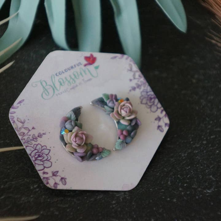Luna Succulent Earrings - Silver for wholesale by Colourful Blossom