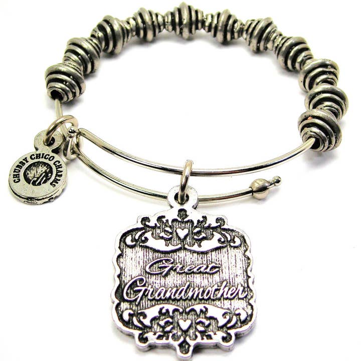 Great Grandmother Victorian Scroll Spiral Beaded Bracelet for wholesale by Chubby Chico Charms