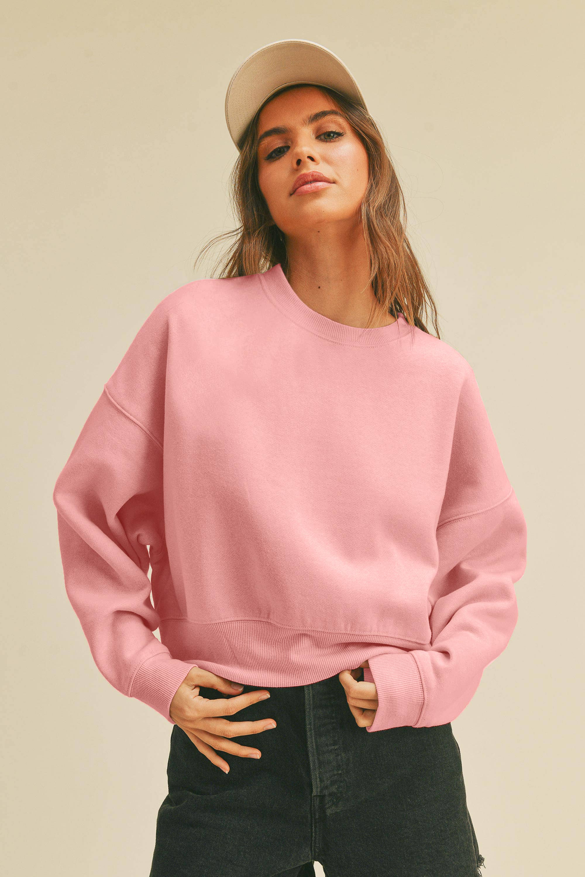 Honestee - Wholesale Sweatshirt - Women's - Blank Short Cropped Long Sleeve Sweatshirt8