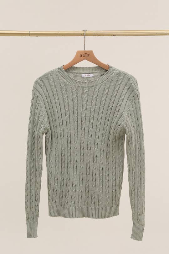 NAÏS PARIS – wholesale Pullovertröja - Dam – Tröja med rund hals och kabelstickning i 100 % bomull6