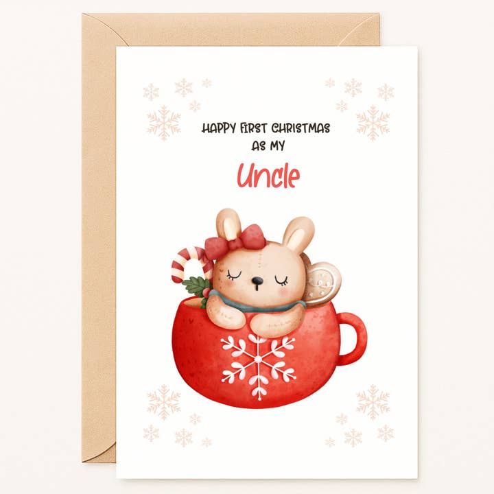 Lapin Joyeux Premier Noël en tant que mon Oncle Carte pour la vente par Printarelle