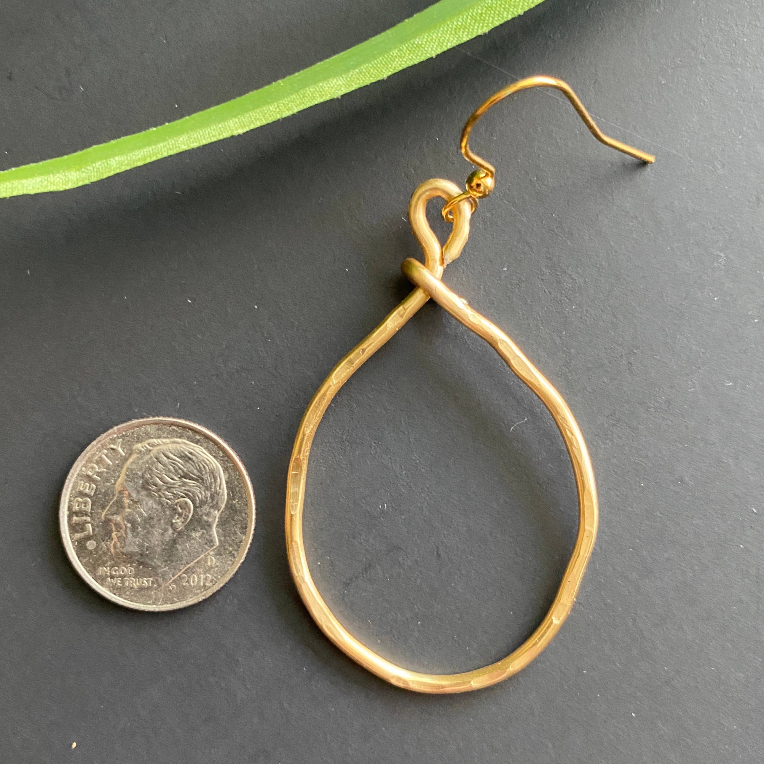 Marble Designs Jewelry - Wholesale Hoop Earrings - Gold  Hammered Wavy Oval Hoop Earrings2