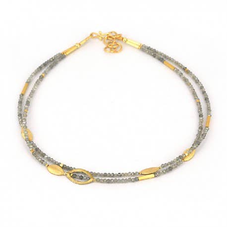 Doppel Labradorit Halskette Silber vergoldet für den Großhandel von Korczynski Design Jewellery