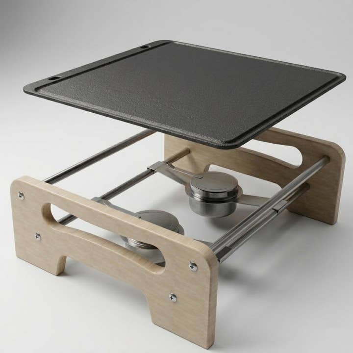 KIT ELEVADOR PARA CHURRASCO 4040: Placa em ferro fundido esmaltada com suporte por atacado de LUNAWAY CAST IRON