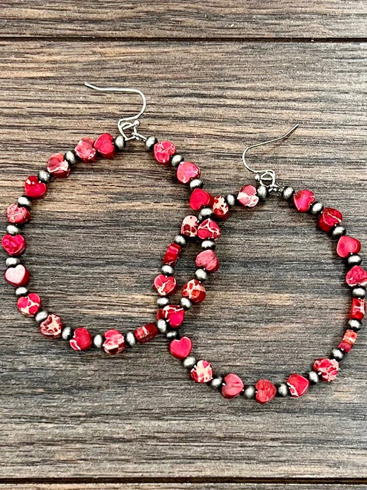 726317, Orecchini a cerchio fatti a mano con pietre preziose a forma di cuore per la vendita all'ingrosso da parte di ISAC Trading Inc