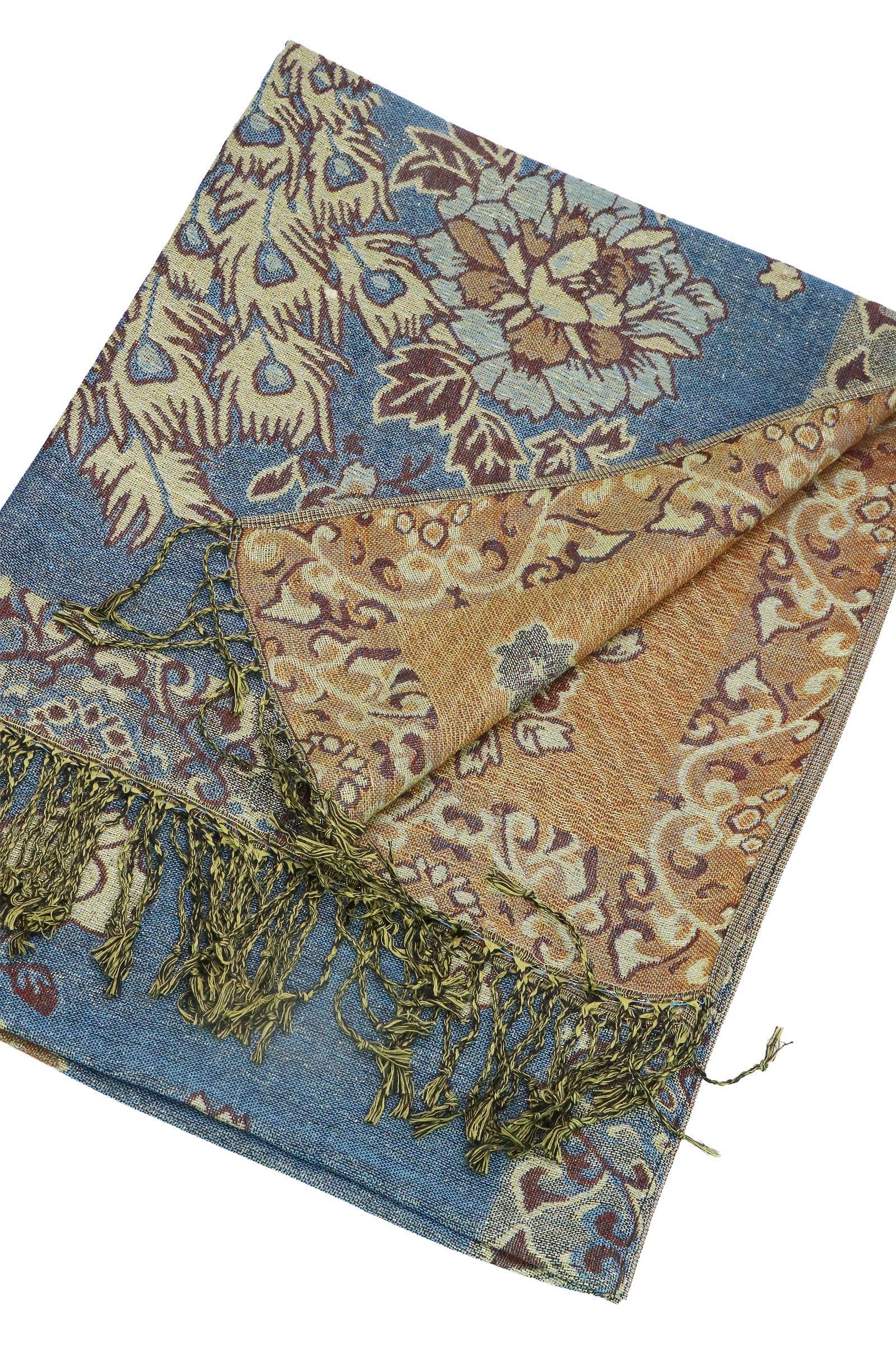 ASSORTED Peacock Peony Floral Metallic Pashmina Shawl Scarf for wholesale on Faire10