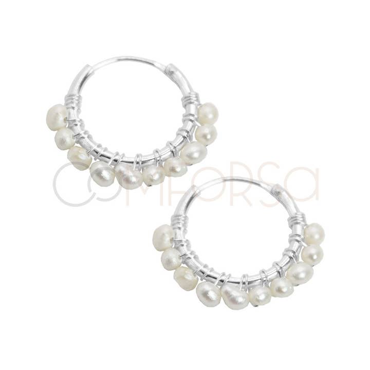 Créoles Avec Des Pierres Améthyste 16Mm Argent 925 pour la vente par COM FORSA SL