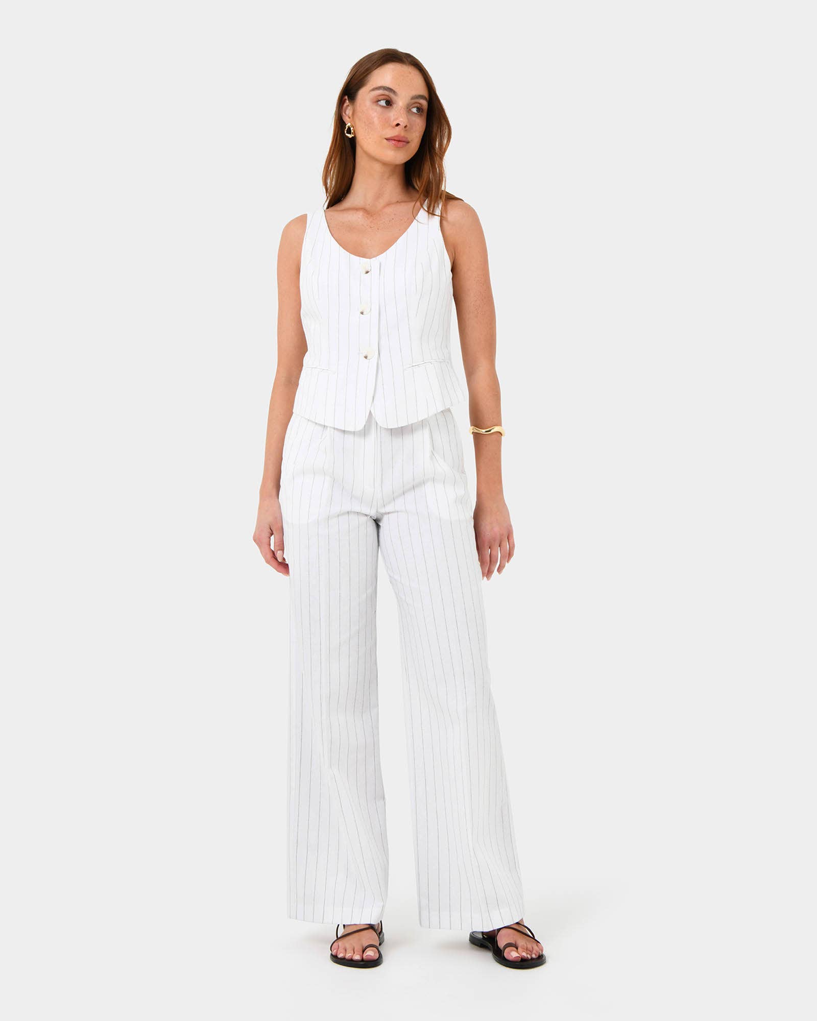 Forcast - Vendita all'ingrosso Pantalone - Donna - Pantaloni da donna Forcast Ria Stripe in misto cotone3