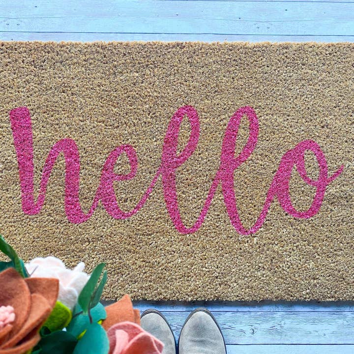 Hello Doormat for wholesale by PaintedStorkDesigns