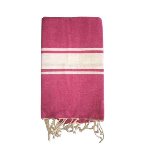 SoBeach - Vente Cache-maillot – femme - Fouta tradi rose fuchsia, Beach Towel coton recyclé 200x1000