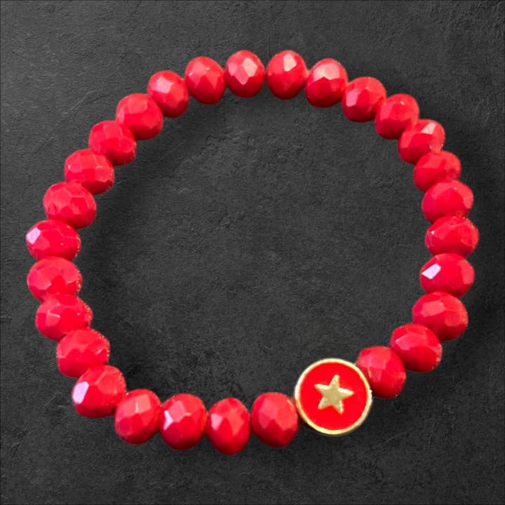 Kids Stretchy Bracelet - Round Star Charm for wholesale by Loli