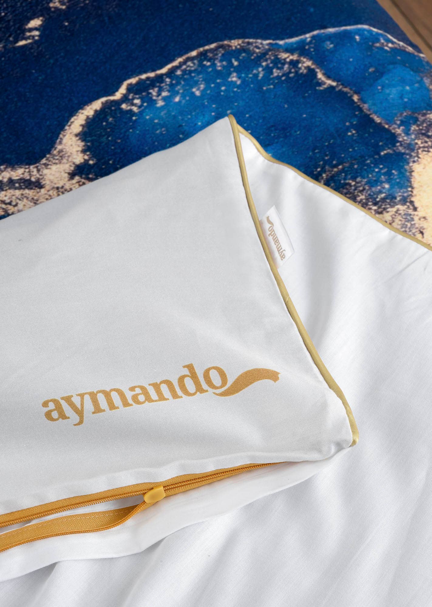 Aymando Home – Engroshandel Sengesæt – Deluxe sengetøjssæt 100% bomuld Mako Satin Marmor Blå9