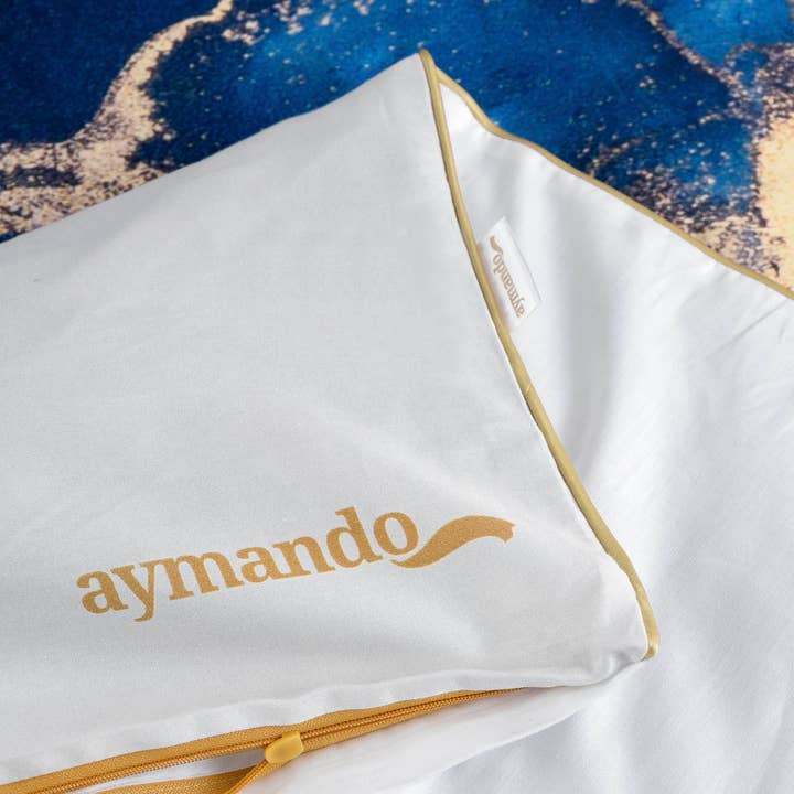 Aymando Home – Engroshandel Sengesæt – Deluxe sengetøjssæt 100% bomuld Mako Satin Marmor Blå9