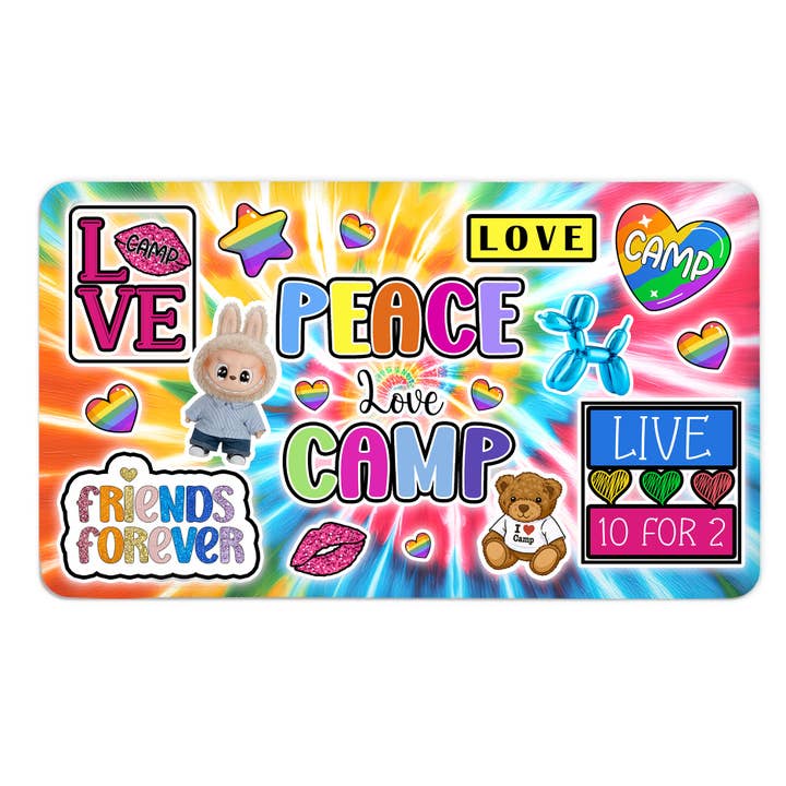 Tapis de sol super doux et confortable GILBIN'S Tapis de sol pour camp de lits superposés (Peace Love Camp) pour la vente par Gilbin