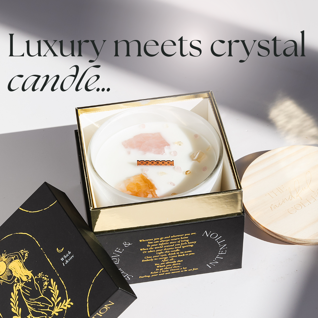THE MINDFUL COLLECTIVE - Wholesale Jar/Filled Candle - Self Love & Intention Crystal Candle6