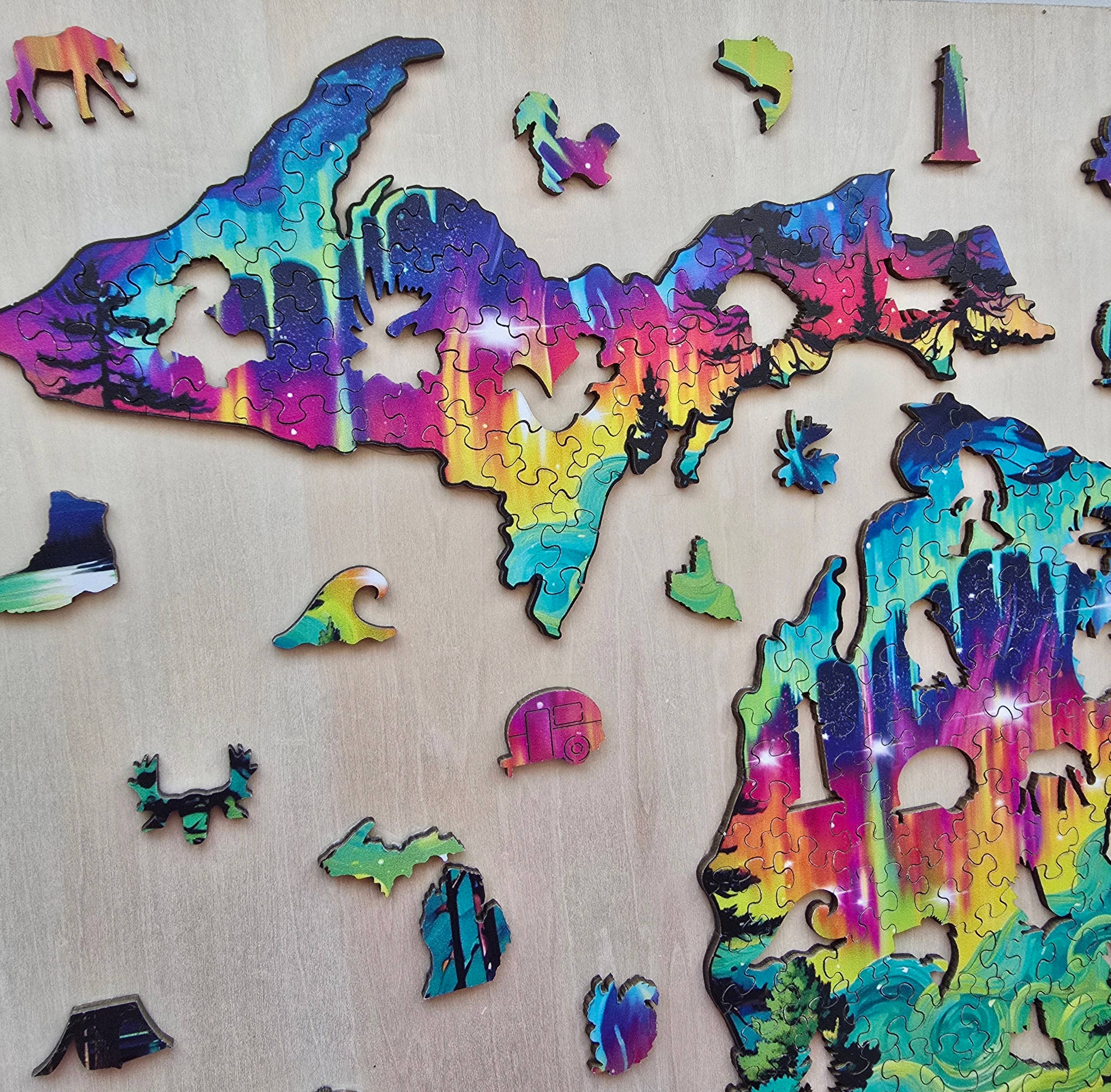 Art Factory LLC - Vente Puzzle – adulte - Puzzle en bois de l'État du Michigan5