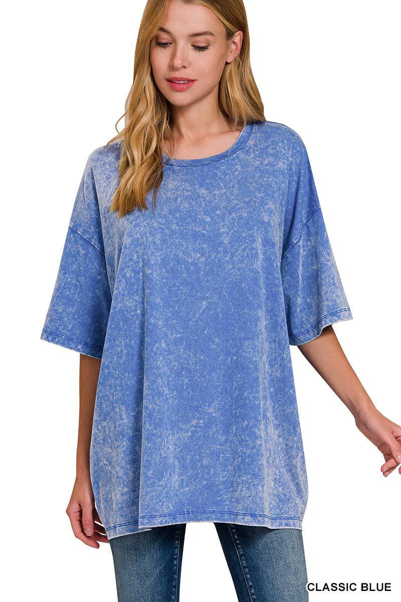 42POPS - Wholesale Knit Top - Women's - `.Acid Wash Cotton Oversized Tee50