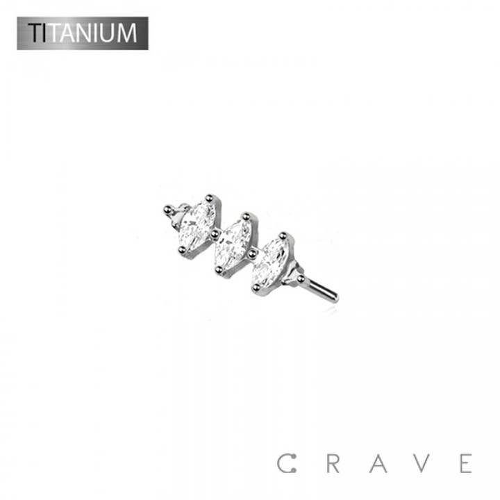CRAVE – Engroshandel Enkeltøreringe – IMPLANTATKVALITET TITANIUMTRÅDLØST SKUB I LIGE MARQUISE