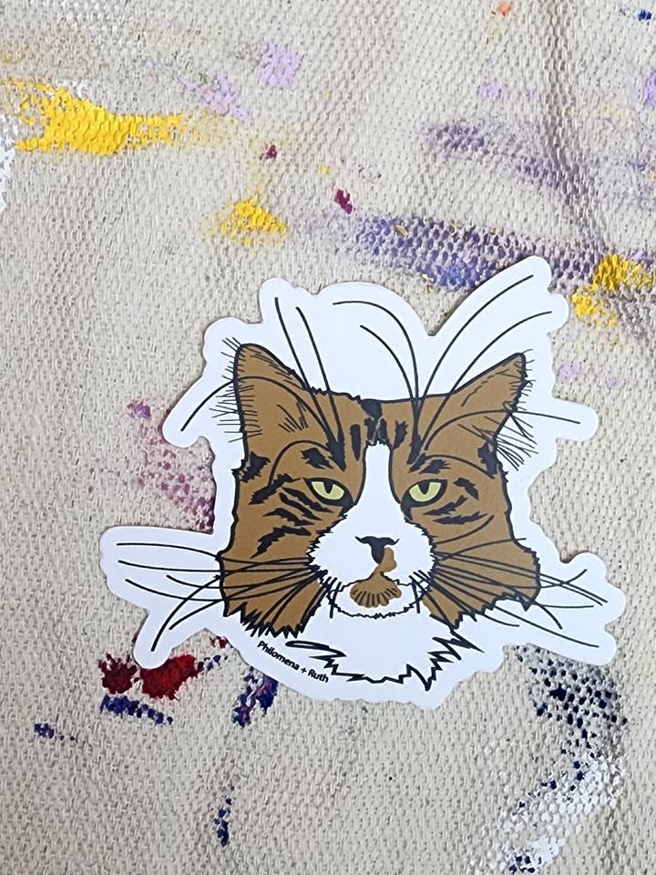 Pancho Cat Face- vinyl sticker for wholesale by Hardworking Stoner
